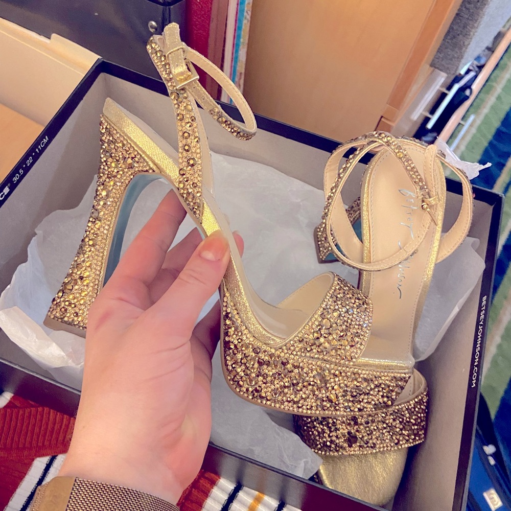 Betsey Johnson Gold Heeled Sandal